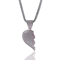 Jewelry Iced Out Two-and-a-half Heartbreak Combination Pendant 18K Gold Plated Chain Bling CZ Simulated Diamond Hip Hop Necklace for Men Women