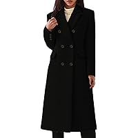 Women's Fashion Casual Long Double Breasted Solid Woolen Coat With Pockets Woolen Coat Hiking Light Jacket Elegant