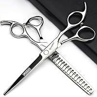 Hair Cutting Scissors Set, 10Pcs Haircut Shears Kit with Cutting Scissors, Thinning Scissors, Hair Razor Comb, Clips, Cape, Hairdressing Shears for Home, Salon, Barber