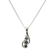 Solid 9ct Rose Gold Natural Sapphire & Diamond Womens Pendant & Chain Necklace - Choice of Chain lengths