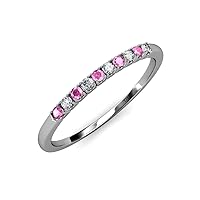 Pink Sapphire & Diamond French Set 10 Stone Wedding Band 0.31 Carat tw in 14K Gold
