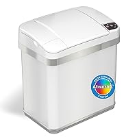 2.5 Gallon/10 Liter Bathroom Touchless Trash Can with Odor Filter and Fragrance Pearl, Automatic Sensor Lid, Home or Office, 2.5 Gal White
