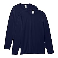 Hanes Men's Long Sleeve Cool Dri T-Shirt UPF 50+, X-Large, 2 Pack ,Navy