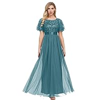 Unique Women Wedding Guest Mermaid Gowns Dress 6 Colors Mesh Bridesmaid Elastic Short Sleeve Prom Fomal Dress