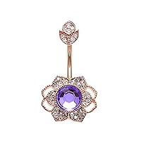 Rose Gold Antique Georgian Flower WildKlass Belly Button Ring