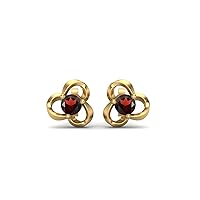 4 mm Round Garnet Birthstone Gemstone 925 Sterling Silver Prong Set Stud Earrings Jewelry for Women