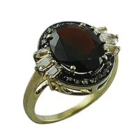 Carillon Red Garnet Oval Shape Natural Non-Treated Gemstone 10K Yellow Gold Ring Engagement Jewelry for Women & Men