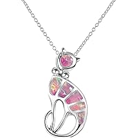 Ocean opal lucky cat Necklaces & Pendants with Chain for Women Cute Amulet Animal Jewelry Durable and Fashion