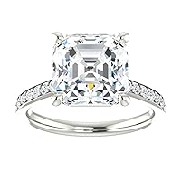 Kiara Gems 5 CT Asscher Moissanite Engagement Ring 10K 14K 18K Solid Gold Moissanite Diamond Ring 925 Sterling Silver Solitaire Engagement Wedding Ring