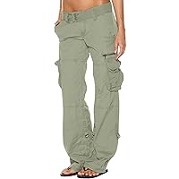 Womens Baggy Cargo Pants Y2K Teen Girls Trendy Low Rise Parachute Pants Wide Leg Trousers Athletic Jogger Hiking Pants