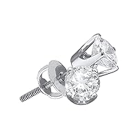 The Diamond Deal 14kt White Gold Unisex Round Diamond Solitaire Stud Earrings 1-1/2 Cttw