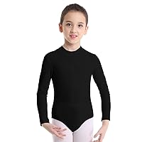 TiaoBug Girls Turtleneck Spandex Long Sleeve Leotard Keyhole Back Ballet Gymnastic Dance Bodycon Bodysuit Tops