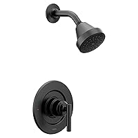 Moen Gibson Matte Black Pressure Balancing Eco-Performance Modern Shower Trim Featuring Bathroom Shower Head and Shower Lever Handle, (Posi-Temp Valve Required), T2902EPBL