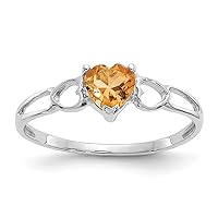 10k White Gold Polished Citrine Ring Size 6 Jewelry for Women