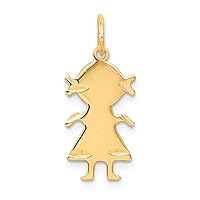 Saris and Things 14k Yellow Gold Solid Girl Charm Pendant