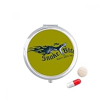 Animal Illustrarion Bite Snake Pattern Pill Case Pocket Medicine Storage Box Container Dispenser