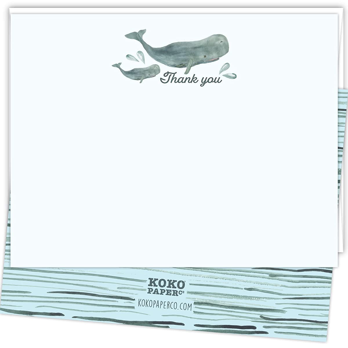Koko Paper Co Whale Baby Shower Invitations and Matching Thank You Cards | 50 Sets / 100 Pcs Total
