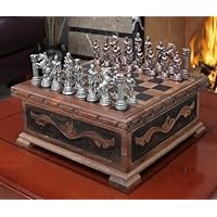 Decorative Puzzle Chess Set Vintage Chess Board Handmede Zamak Metal Chess Pieces, Gift Idea for Dad, Husband, Son and Anyone for Birthday, Anniversary