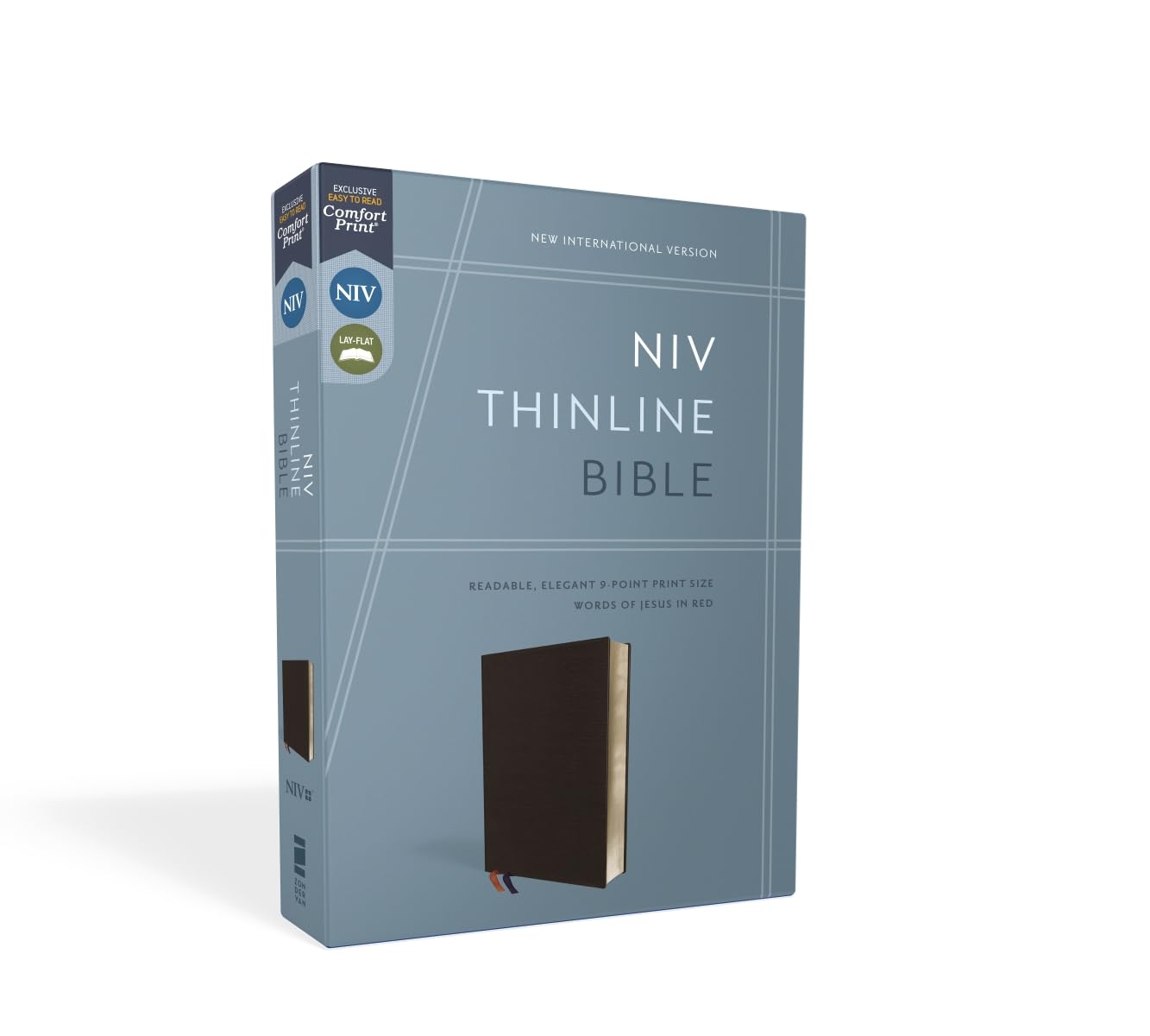 NIV, Thinline Bible, Bonded Leather, Black, Red Letter, Comfort Print