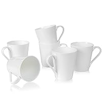 COSTAMNCE Fine Bone China Mugs,12 Oz White Coffee Mugs Set of 6,V-shaped Porcelain Coffee Cups With Handle,DIY Mug Gift Set,for Latte,Cappuccino,Hot Cocoa,Milk,Party Ceramic Tea Cup