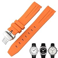 19mm 20mm Curved End Rubber Watchband for Tissot 1853 Lelocle PRC200 Rolex Submariner Hamilton Omega Waterproof Watch Strap (Color : Orange, Size : 20mm)
