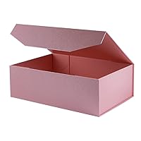 Upgrade 2Pcs Pink 13x9x4 Inch Hard Large Gift Box with Lid, Foldable Magnetic Gift Boxes,Groomsman Box Bridesmaid Proposal Box, Reusable Gift Boxes for Clothes