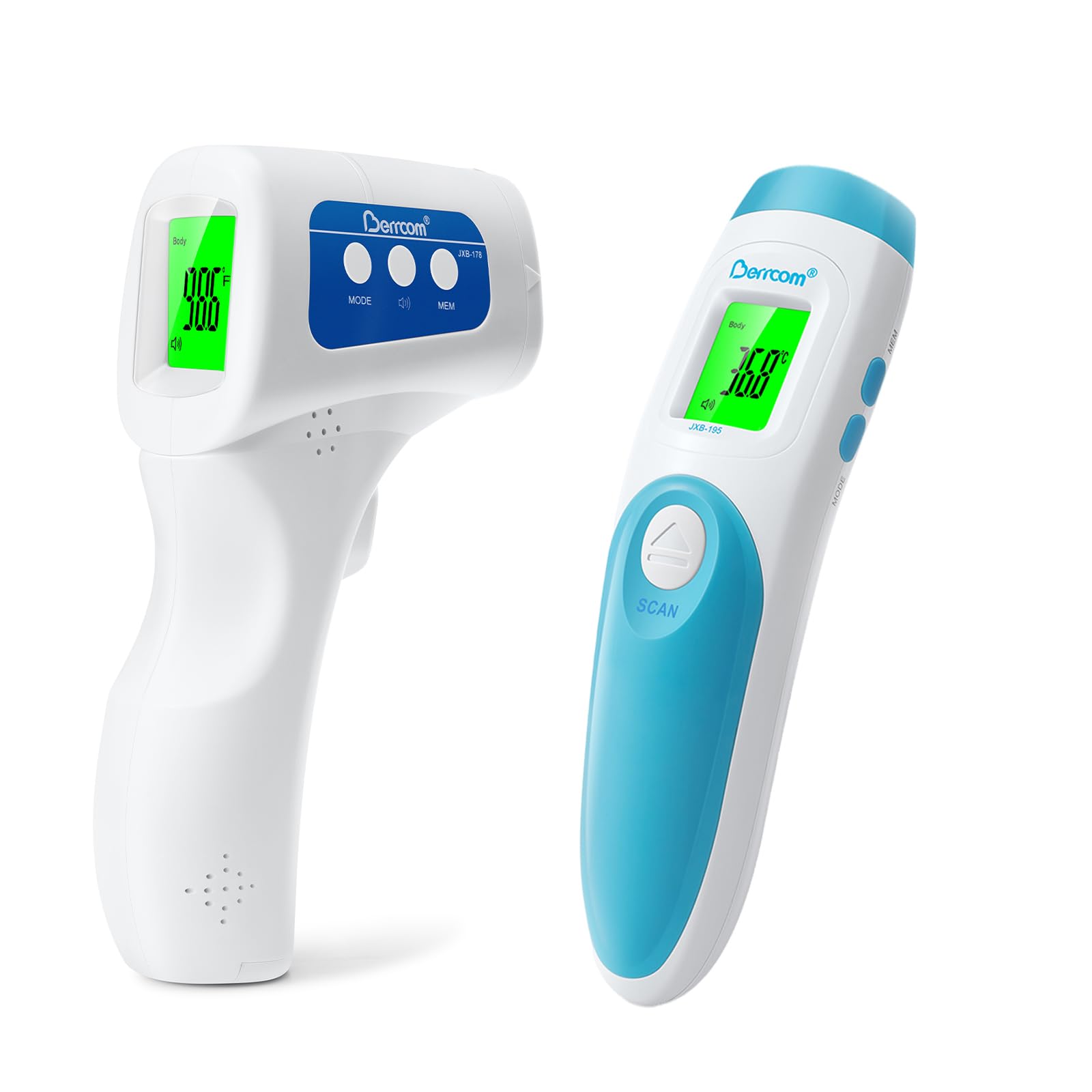 Bundle of Berrcom Non Contact Infrared Forehead Thermometer JXB-178 & JXB-195