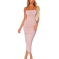 XJYIOEWT Sundresses for Women 2024 Casual Spring,Women's Sexy Slim Fit Mid Length Sleeveless Strap Womens Casual V Neck