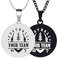 2PCS American Football Soccer Customized Monogram Text Names Quotes Personalized Number Mens Womens Pendant Necklace Chain