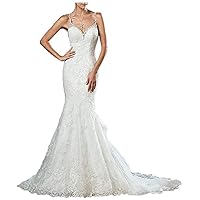 Women's Mermaid Wedding Dress for Bride Backless Lace Appliques Bridal Gowns