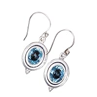 SHNAYA JEWLES Natural Sky Blue Topaz Gemstone 925 Sterling Silver Jewelry Earring, Drop & Dangle Earrings, Girl's Earring, Handmade Vintage Jewelry,Women's Designer Earrings, sky blue topaz