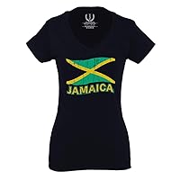Jamaica Tee Jamaican National Country Flag Tee Carribean for Women V Neck Fitted T Shirt