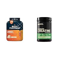 Body Fortress 100% Whey, Premium Protein Powder, Vanilla, 3.9lbs (Packaging May Vary) & Optimum Nutrition Micronized Creatine Monohydrate Powder, Unflavored, Keto Friendly