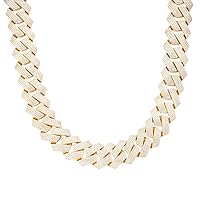 Master of Bling 925 Sterling Silver Moissanite 23mm Yellow Gold Tone Mens Cuban Chain Necklace