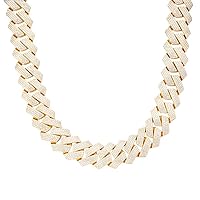 Master Of Bling 925 Sterling Silver Moissanite 23mm Yellow Gold Tone Mens Cuban Chain Necklace