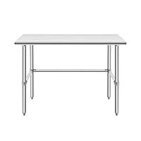 Hally Open Base Stainless Steel Table 24 x 48 Inches, NSF Commercial Heavy Duty Prep & Work Table with Galvanized Legs for Restaurant, Home and Hotel