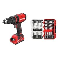 CRAFTSMAN V20 Cordless Drill/Driver Kit, Brushless with Drill Bit Set, 47 Pieces (CMCD710C2 & CMAF1247)