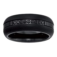 Black Tungsten Carbide Treated Black Diamond Mens Wedding Band