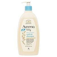 Aveeno Baby Gentle Wash & Shampoo with Natural Oat Extract, Tear-Free, 18 Fl Oz, Pack of 4