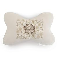 Simple Pale Pink Butterfly with Flowers Car Trim Neck Decoration Pillow Headrest Cushion Pad