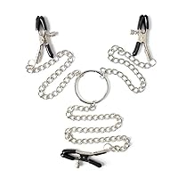 Adjustable Nipple and Clit Clamp Set with Weighted Chain - Perfect for BDSM Enthusiasts - Sensory Play Accessories - Easy Tension Adjustment - Enhance Pleasure