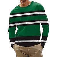 Mens Shirts Long Sleeve,Men's Striped Shirt Fashion Printed Sweatshirt Casual Pullover Slim Fit Crewneck Tshirt