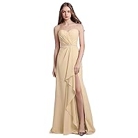 Women's Sweetheart Backless Bridesmaid Dresses Crystal Chiffon Fold Prom Gowns