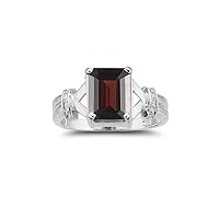 0.01 Cts Diamond & 2.50 Cts Garnet Ring in 14K White Gold