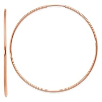 14ct Rose Gold 1.2mm Polished Endless Hoop Earrings Measures 52.5x53.25mm Wide 1.25mm Thick Jewelry for Women