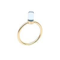 Blue Topaz Hydro Capsule Shape Gemstone Gold Plated Brass Ring