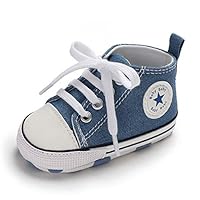 Baby Girls Boys Shoes Soft Anti-Slip Sole Newborn First Walkers Star Sneakers (Light Blue, us_Footwear_Size_System, Infant, Age_Range, Wide, 6_Months, 12_Months)