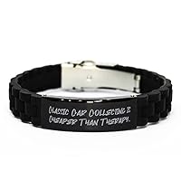Classic Car Collecting is. Black Glidelock Clasp Bracelet, Classic Car Collecting Engraved Bracelet, Gag for Classic Car Collecting