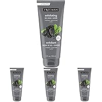 FREEMAN Polishing Charcoal Gel Facial Mask and Scrub, Oil Absorbing and Exfoliating Beauty Face Mask with Black Sugar, 6 oz (Pack of 4)