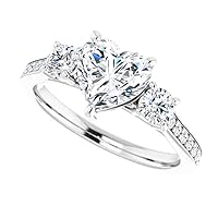 JEWELERYIUM 1 CT Heart Cut Colorless Moissanite Engagement Ring, Wedding/Bridal Ring Set, Halo Style, Solid Sterling Silver, Anniversary Bridal Jewelry, Amazing Birthday Gifts for Women